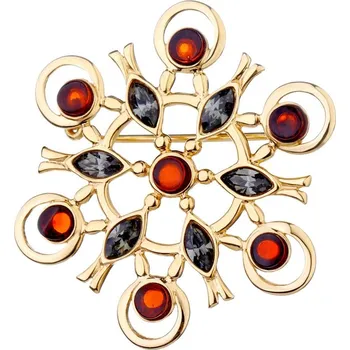 Brož Stříbrná brož s jantarem - AP527-7874