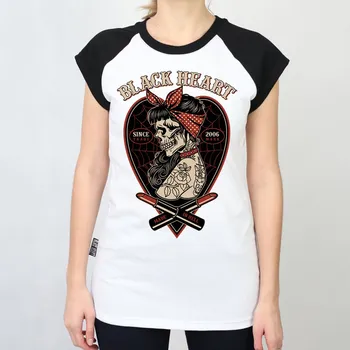 Dámské tričko Dámské Raglanové Triko BLACK HEART LENY Barva: Bílá, Velikost: L