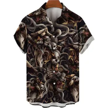 Pánská košile Havajská košile s lebkami a hadem SNAKE SKULLS Velikost: 3XL
