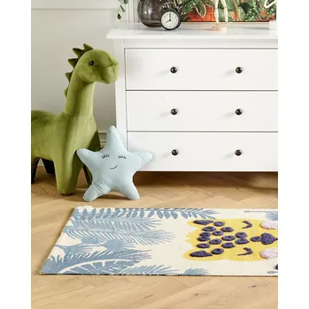 Koberec Dětský koberec vícebarevný 80 x 150 cm bavlna polyester nízký vlas se vzorem leoparda běhoun do dětského pokoje Beliani
