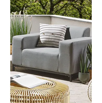 Zahradní sestava Sada 2 křesel šedých zahradních s černými hliníkovými nohami, čalouněný nábytek na terasu a do bytu, moderní styl Beliani