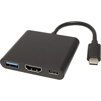 Redukce Value Value Multiport adaptér USB C(M) -> HDMI(F), USB3.0 A(F), USB C(F) PD, 4K@30Hz, Alu