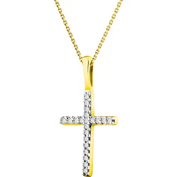 Přívěsek Zlatý přívěsek s diamanty - kříž - 0,05 ct - ryzost 585 - 172.156