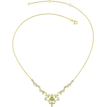 Náhrdelník Zlatý náhrdelník s brilianty a smaragdem - ryzost 585 - 220.194