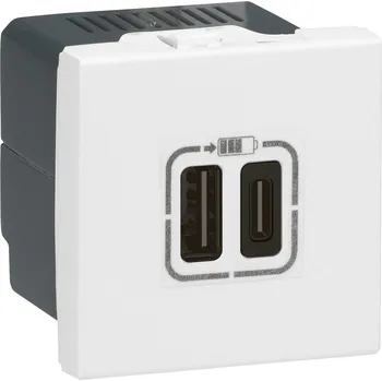 Elektroinstalační materiál LEGRAND Zásuvka MOSAIC 77592 2XUSB-A+C 3A 2M 077592
