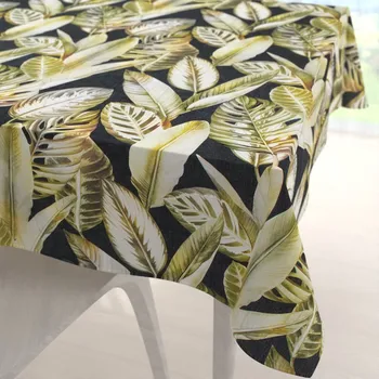 ubrus Sametový čtvercový ubrus Tamara TMR-010 Zlaté tropické listy na zeleném 40x40 cm