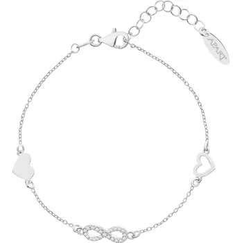 Náramek Stříbrný náramek se zirkony - srdce, nekonečno - AP536-6445