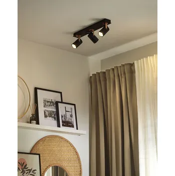 Stojací lampa Stropní lampa černá mosazná kovová 2 žárovky nastavitelná moderní industriální Beliani