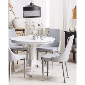 Jídelní židle Sada 2 židlí šedých čalouněných s kovovými nohami pro jídelnu, moderní, přechodný styl Beliani