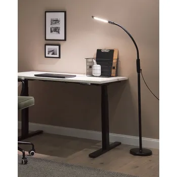 Stojací lampa LED stojací lampa černá kov syntetický materiál dotykový spínač se stmívačem moderní industriální styl kancelář Beliani