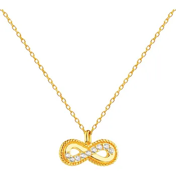 Náhrdelník Zlatý náhrdelník se zirkony, anker - nekonečno - AP533-9082