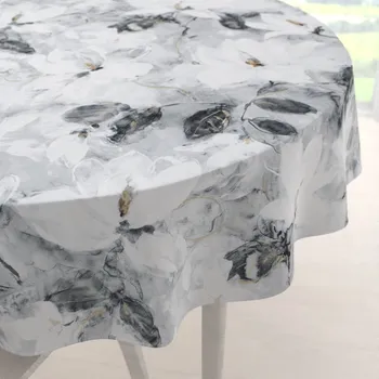 ubrus Sametový kulatý ubrus Tamara TMR-006 Designové květiny na šedém Ø 100 cm