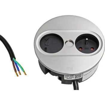 BACHMANN BACHMANN Systém TWIST 2, zásuvka CZ + zdroj (USB A+C), stříbrný (946.006)