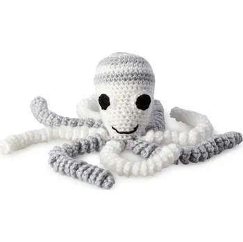 plyšák Wooline Háčkovaná chobotnička pro novorozence, šedobílá RUČNÍ VÝROBA V ČESKÉ REPUBLICE!