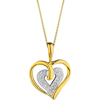 Přívěsek Zlatý přívěsek s diamanty - srdce - 0,02 ct - ryzost 585 - 101.137