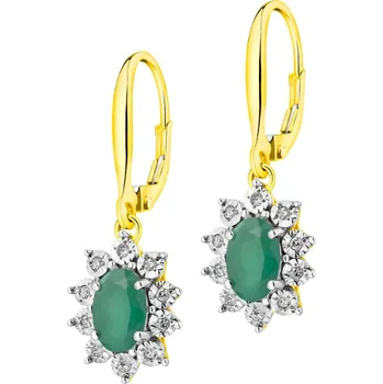 Náušnice Náušnice ze žlutého a bílého zlata s diamanty a smaragdy - ryzost 585 - 203.139