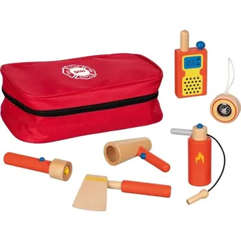 Dřevěná hračka GOKI Dětská hasičská brašna s vybavením