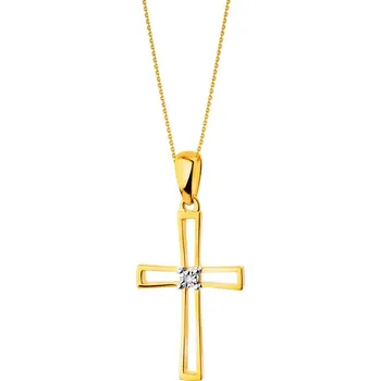 Přívěsek Přívěsek ze žlutého a bílého zlata s diamantem - kříž - 0,003 ct - ryzost 585 - 109.848