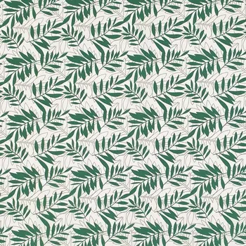 Popelín 22644 bílý, zelené listy, š.145