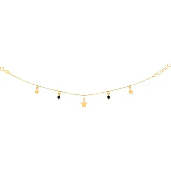 Náramek Zlatý náramek se zirkony, anker - hvězdy - AP529-4403