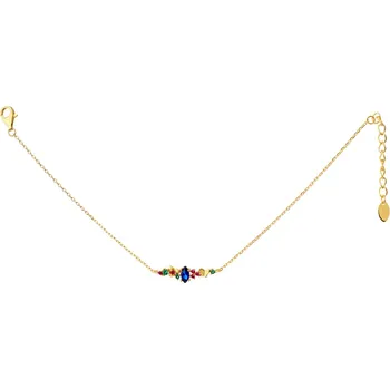 Náramek Pozlacený stříbrný náramek se zirkony - květy, motýl - AP532-2983