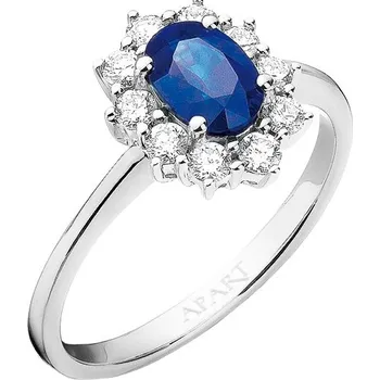 Prsten Prsten z bílého zlata s brilianty a safírem - ryzost 585 - 827