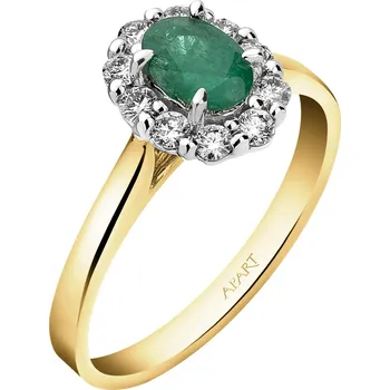 Prsten Prsten ze žlutého a bílého zlata s brilianty a smaragdem - ryzost 585 - 109.366