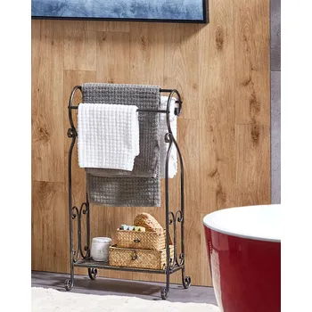 Držák na ručník Stojan na ručníky černý kovový 49 x 91 cm vintage design klasický retro styl nábytek do koupelny Beliani