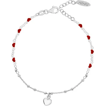 Náramek Stříbrný náramek se smaltem - srdce, kuličky - AP536-6788