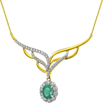 Náhrdelník Zlatý náhrdelník s brilianty a smaragdem - ryzost 585 - 109.366