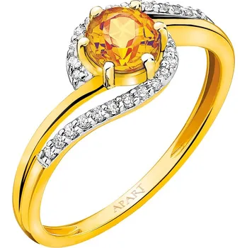 Prsten Prsten ze žlutého zlata s diamanty a citrínem - ryzost 585 - 109.522
