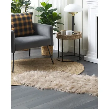 Koberec Umělá ovčí kožešina pískově béžová akryl 180 x 60 cm glamour kožešina elegantní design ložnice obývací pokoj Beliani