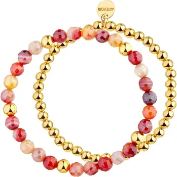 Náramek Pozlacený náramek z mosazi s acháty - AR536-1095