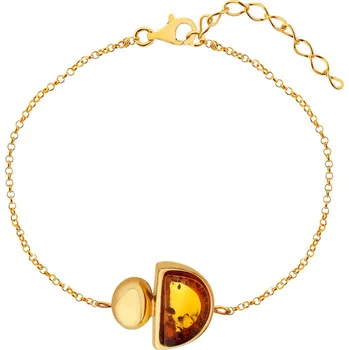 Náramek Pozlacený stříbrný náramek s jantarem - AP537-0729