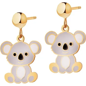 Náušnice Zlaté náušnice se smaltem - medvídci koala - AP536-6698