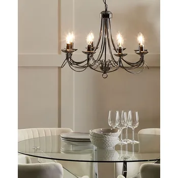 Lustr z černého kovu s 8 plameny ve stylu vintage glamour obývák ložnice Beliani