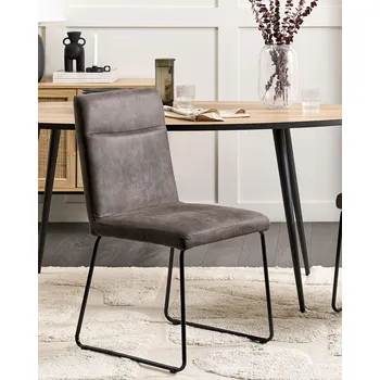 Sada 2 jídelních židlí, tmavě šedé čalouněné kovové nohy s moderním designem Beliani