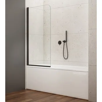 Aqualine VILMA vanová zástěna 600x1400mm, černá, čiré sklo