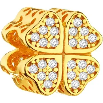 Přívěsek Pozlacený stříbrný přívěsek Beads se zirkony - čtyřlístek - AP531-6919