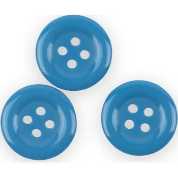 Knoflík Plastový knoflík čtyřdírkový barevný 15 mm Barva: modrá stření