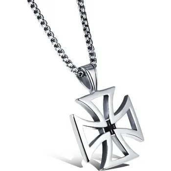 Přívěsek Přívěskynakrk.cz Pánský ocelový náhrdelník kříž RYTÍŘSKÝ