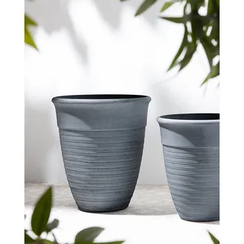 Zahrada Květináč šedý ⌀ 50 cm vyrobený z kamenné směsi a polyresinu pro vnitřní i vnější stranu, kulatý s elegantním vzhledem, moderní Beliani