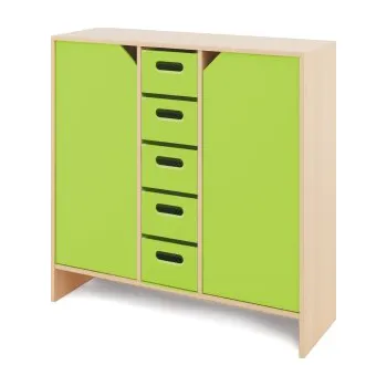 Zahradní úložný box Vysoká skříň s velkými kartonovými kontejnery a dvířky KLASIKO Zelená