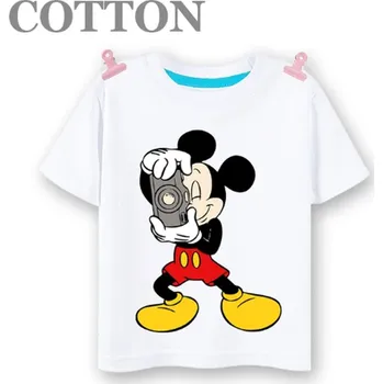 Dívčí tričko Dětské bavlněné tričko s potiskem Mickey Mouse Barva: Bílá, Velikost: 7-8 let