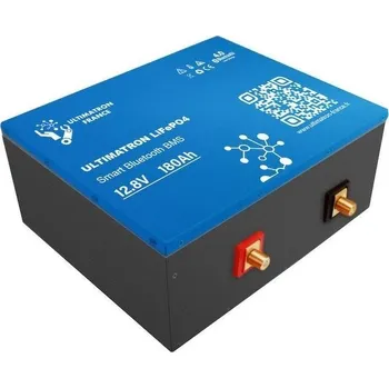Trakční baterie Ultimatron France LiFePO4 baterie 12V 180Ah s BMS a Smart bluetooth, vyhřívaný od 5° do -35°C (Lithiový akumulátor LiFePO4 s bluetooth monitoringem s pomocí smartphone aplikace a vyhříváním)