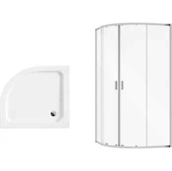 Besco Zarya čtvrtkruhový sprchový kout s vaničkou Alex, chrom Rozměr koutu: 80x80cm