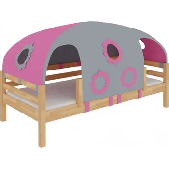 Domečková postel se stanem, zábrana B, buk cink