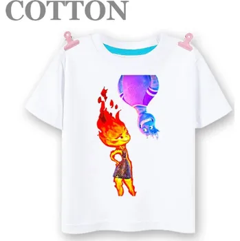 Disney Dětské bavlněné tričko s motivem oblíbeného animovaného filmu "Elemental"- Wade Ripple a Jiskra Lumen Barva: 2023092009- Bílá, Velikost: 4-5 let