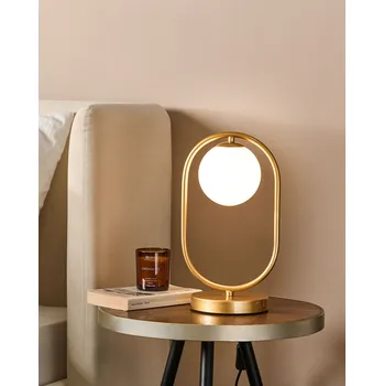 Lampička Stolní lampa Zlatý skleněný odstín Železný tyčový rám Jedno světlo Moderní designové doplňky Obývací pokoj Beliani