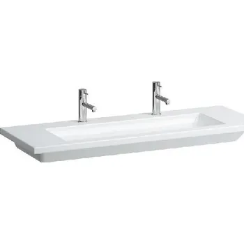 Umyvadlo Laufen Living - Dvojumyvadlo nábytkové 130x48 cm, se 2 otvory pro baterie, s LCC, bílá H8164364001071